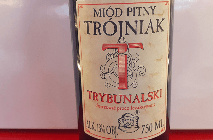 Jaros Trójniak Trybunalski szklana butelka Etykieta